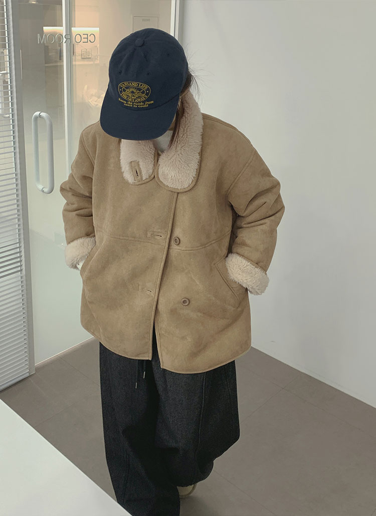 ムートンカラーハイネックルーズハーフジャケット2WAY ムートンカラーハイネックルーズハーフジャケット2WAY