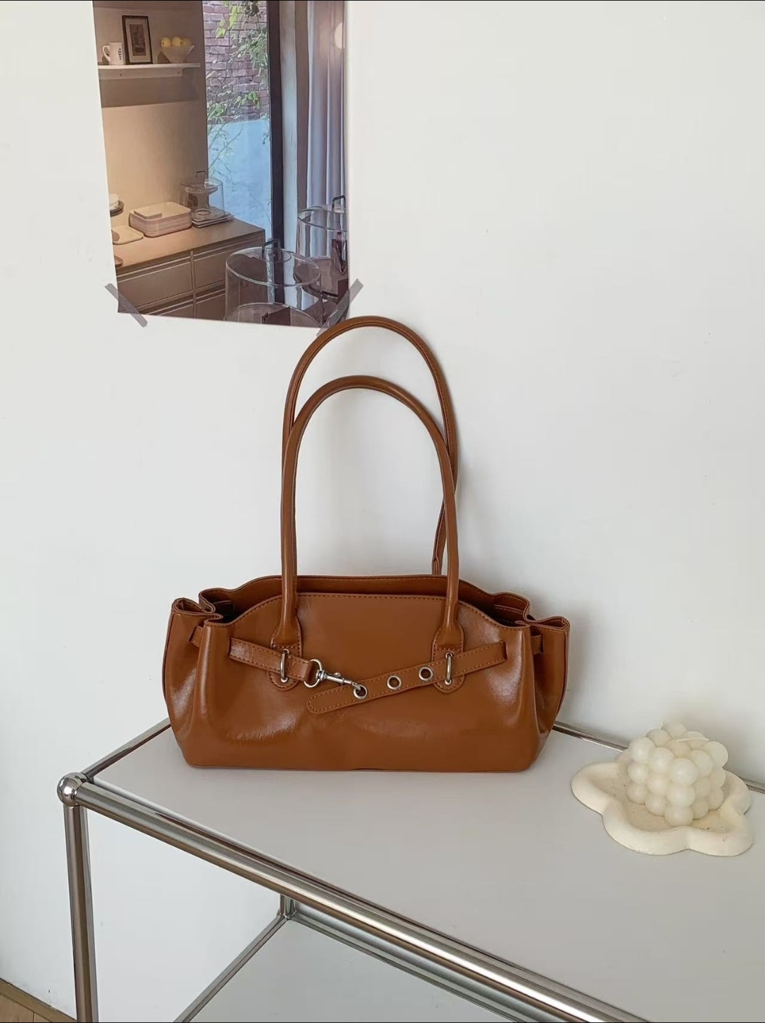 レザー調ジップアップポケットトートバッグ | 詳細画像14