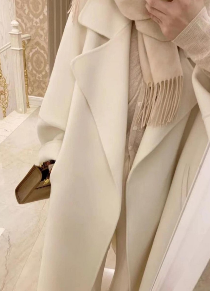 ウール混スリットポケットオープンカラーロング長袖ビッグループコートストラップ付 | 詳細画像2