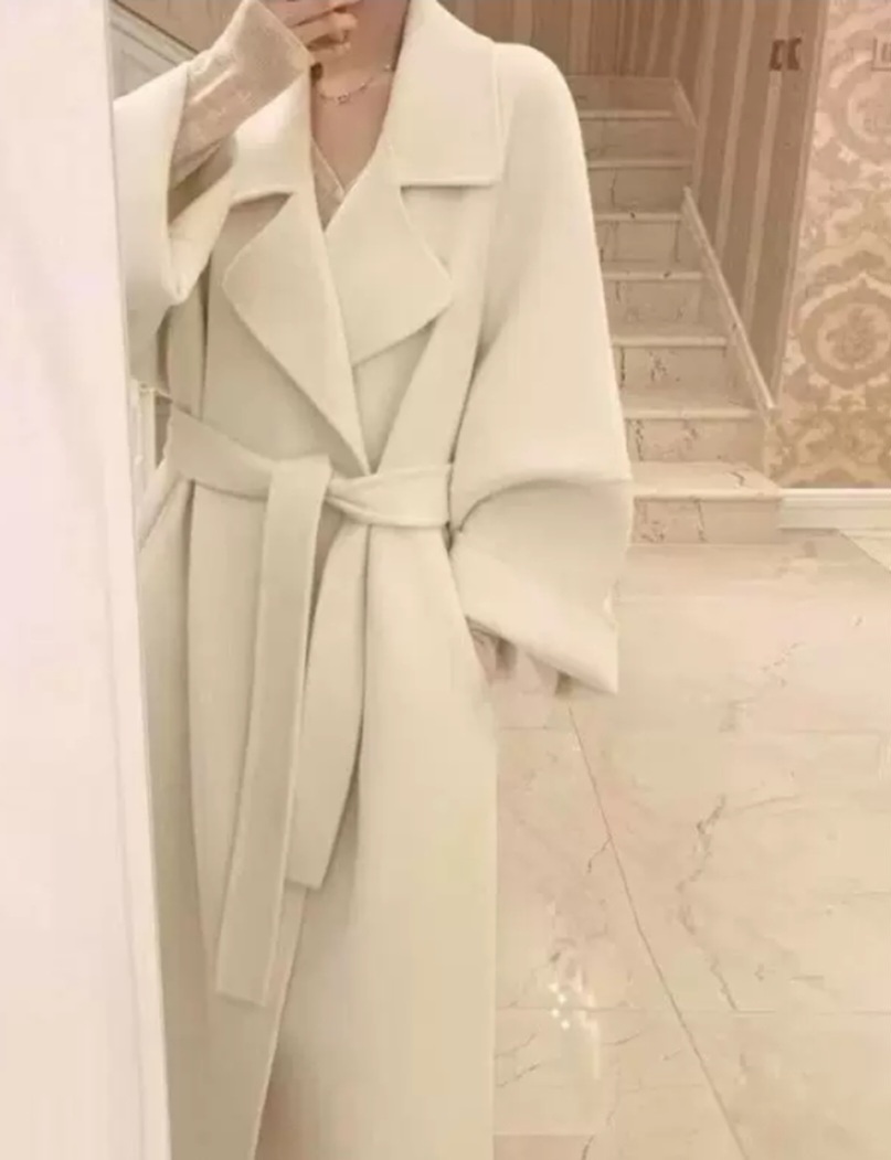 ウール混スリットポケットオープンカラーロング長袖ビッグループコートストラップ付 | 詳細画像3