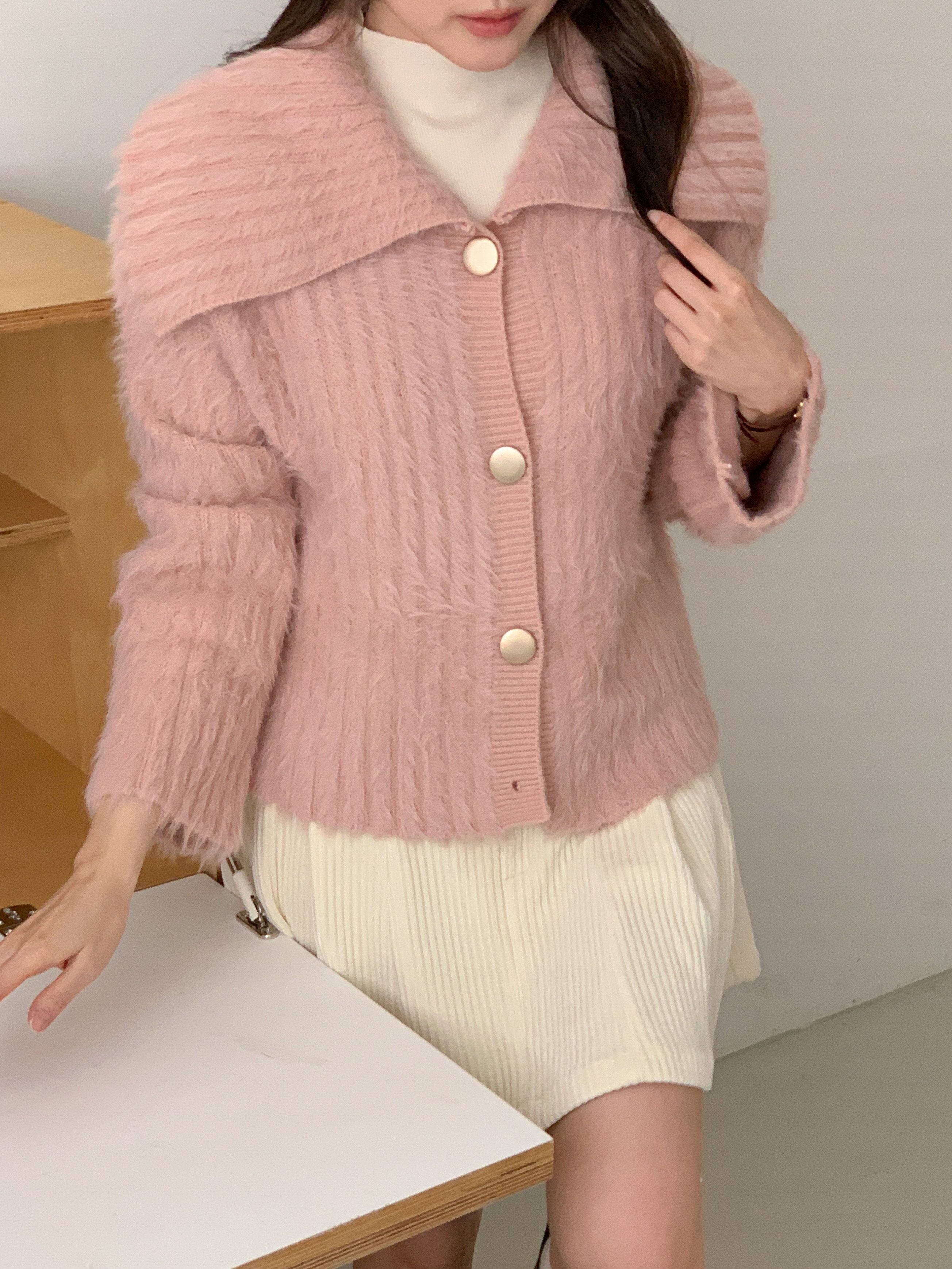 カラーショートルーズ長袖ビジューボタンカーディガン | 詳細画像9