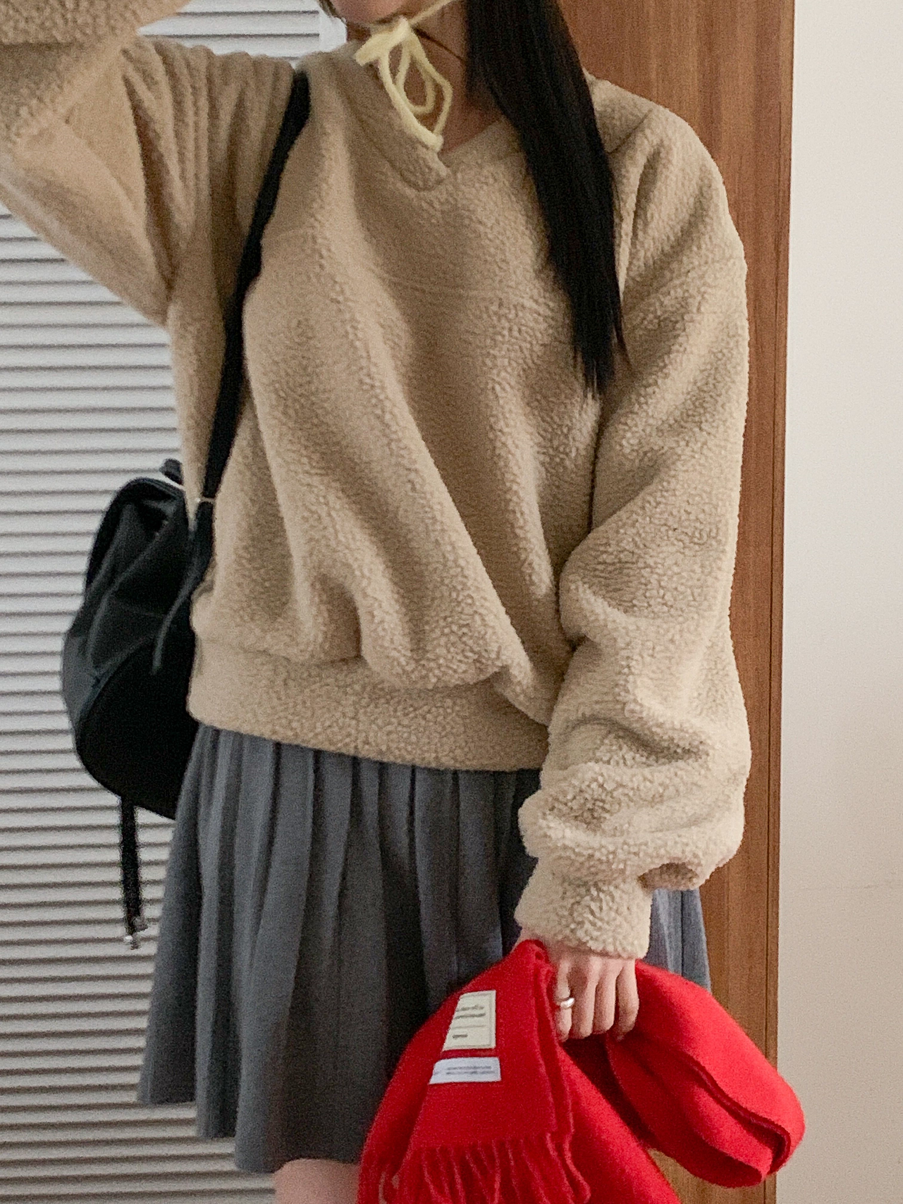 ブークレVネックラインルーズ長袖スウェット | 詳細画像6