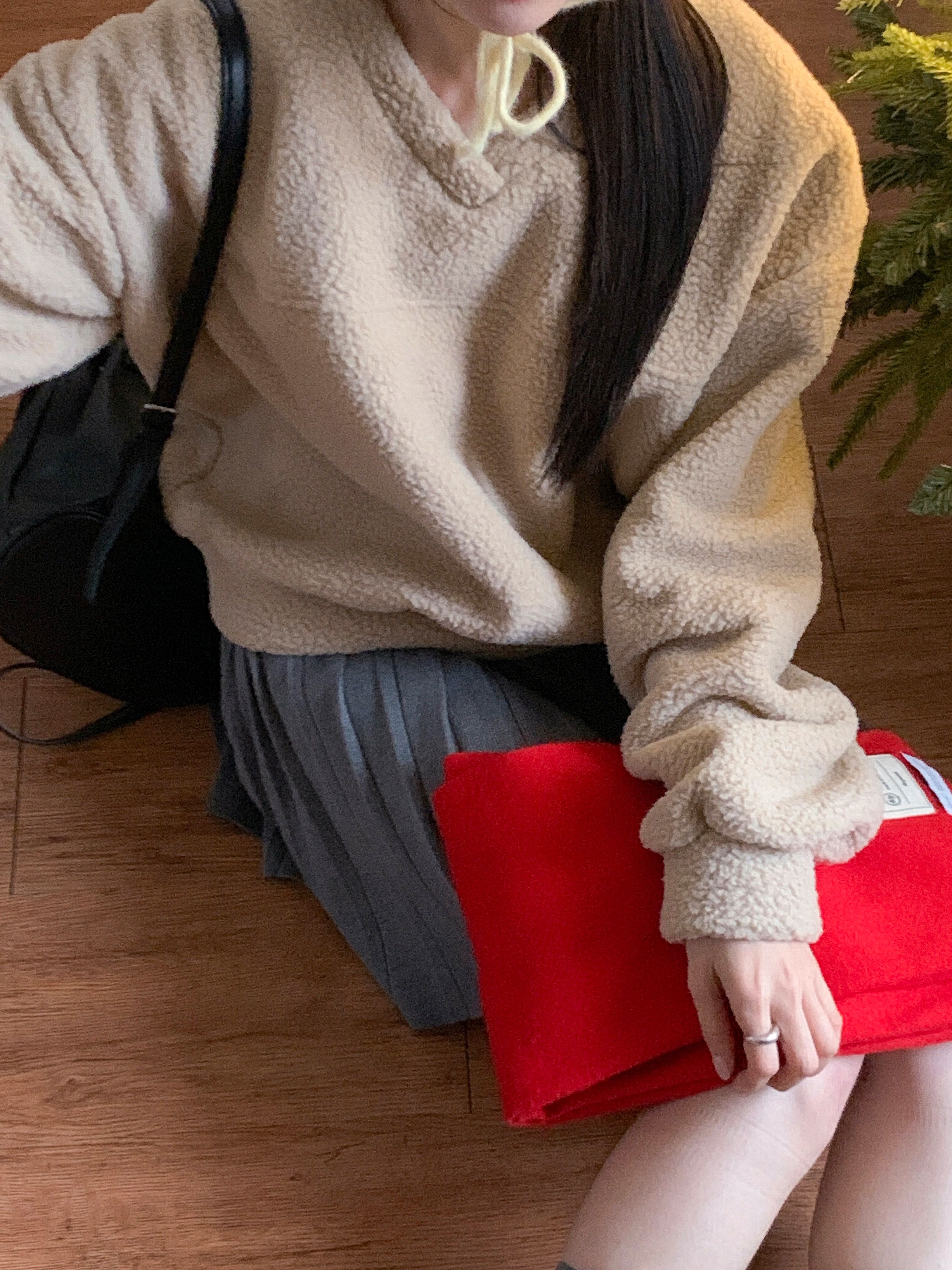 ブークレVネックラインルーズ長袖スウェット | 詳細画像7