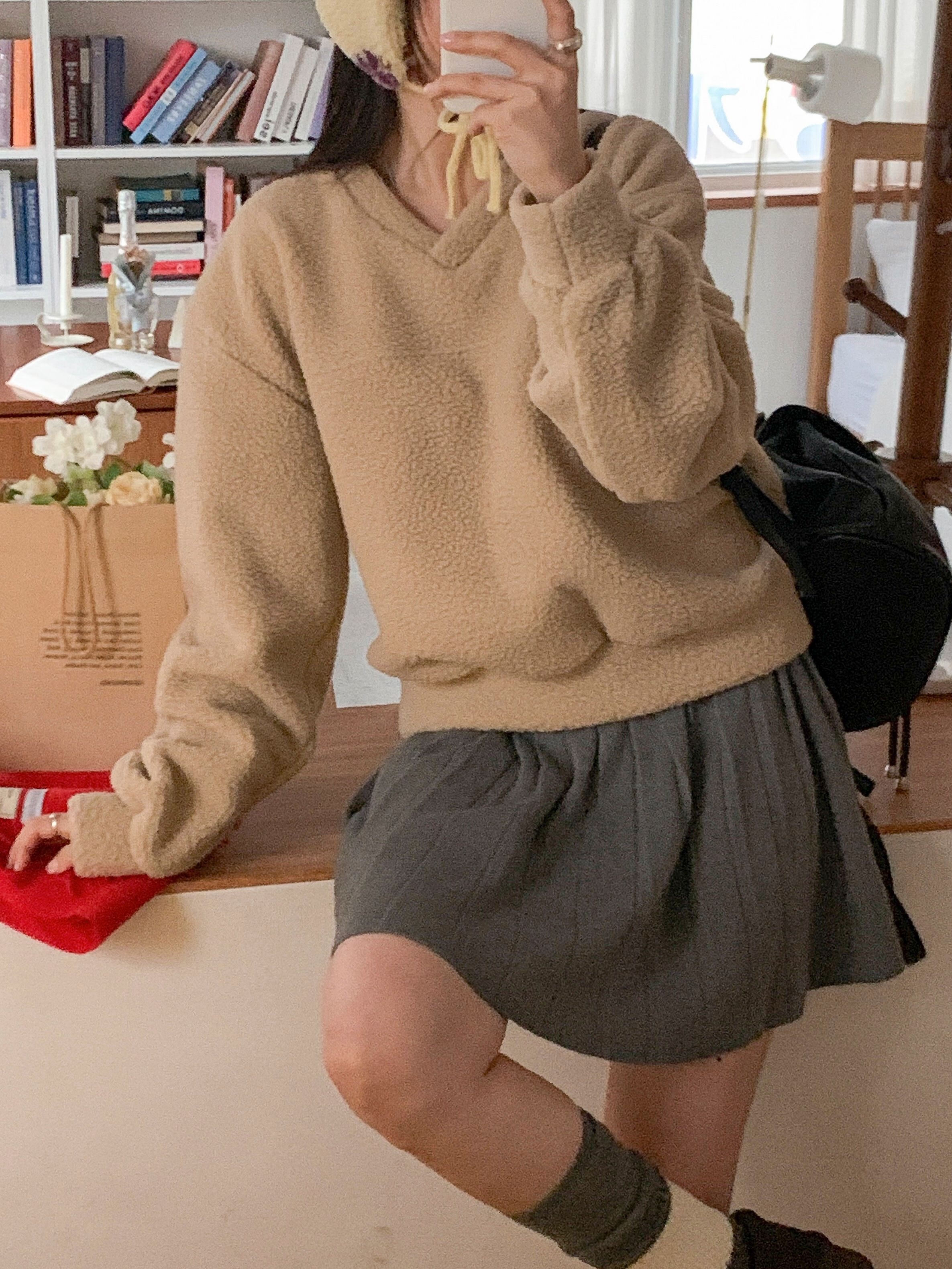 ブークレVネックラインルーズ長袖スウェット | 詳細画像9