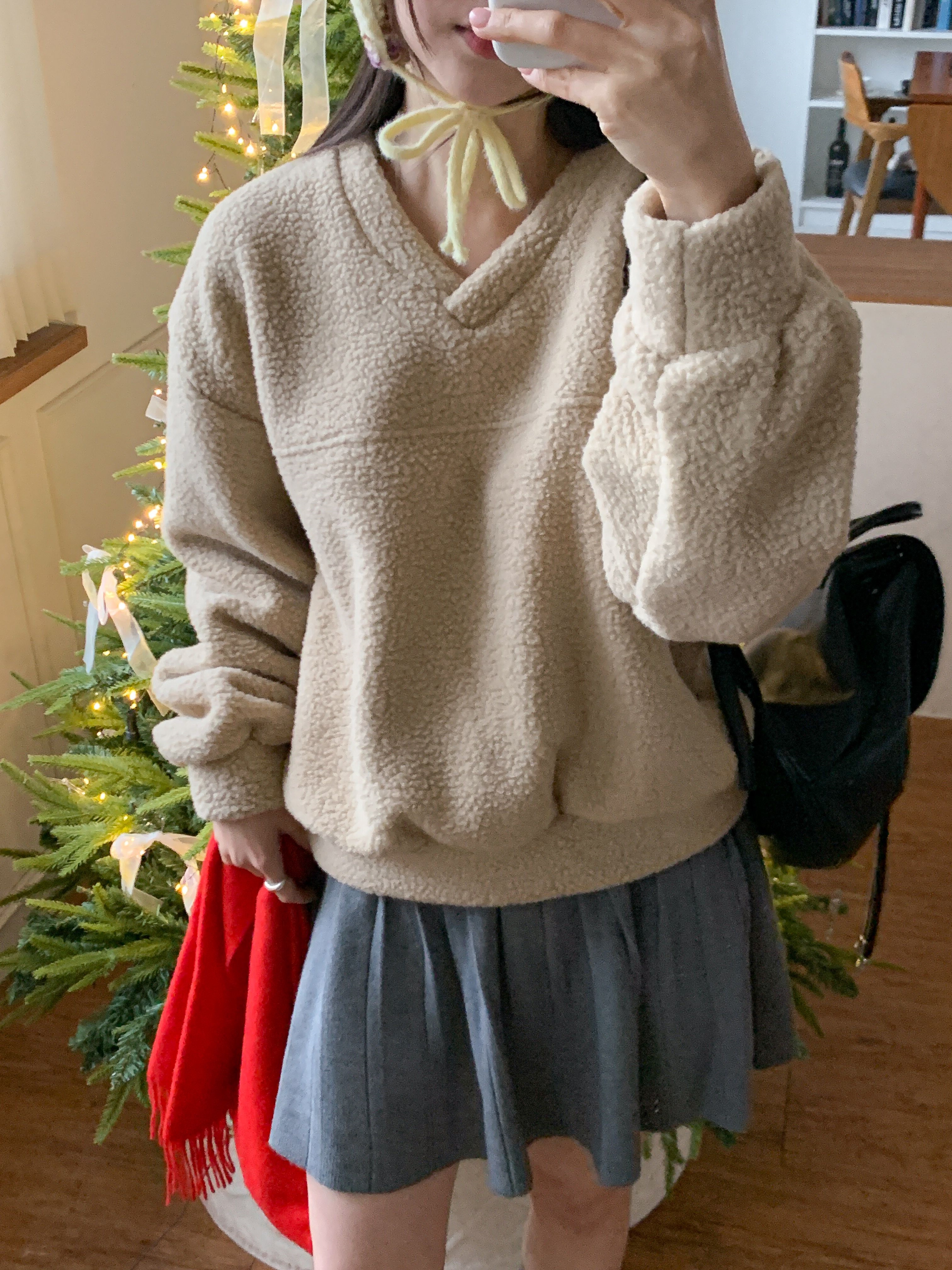 ブークレVネックラインルーズ長袖スウェット | 詳細画像10