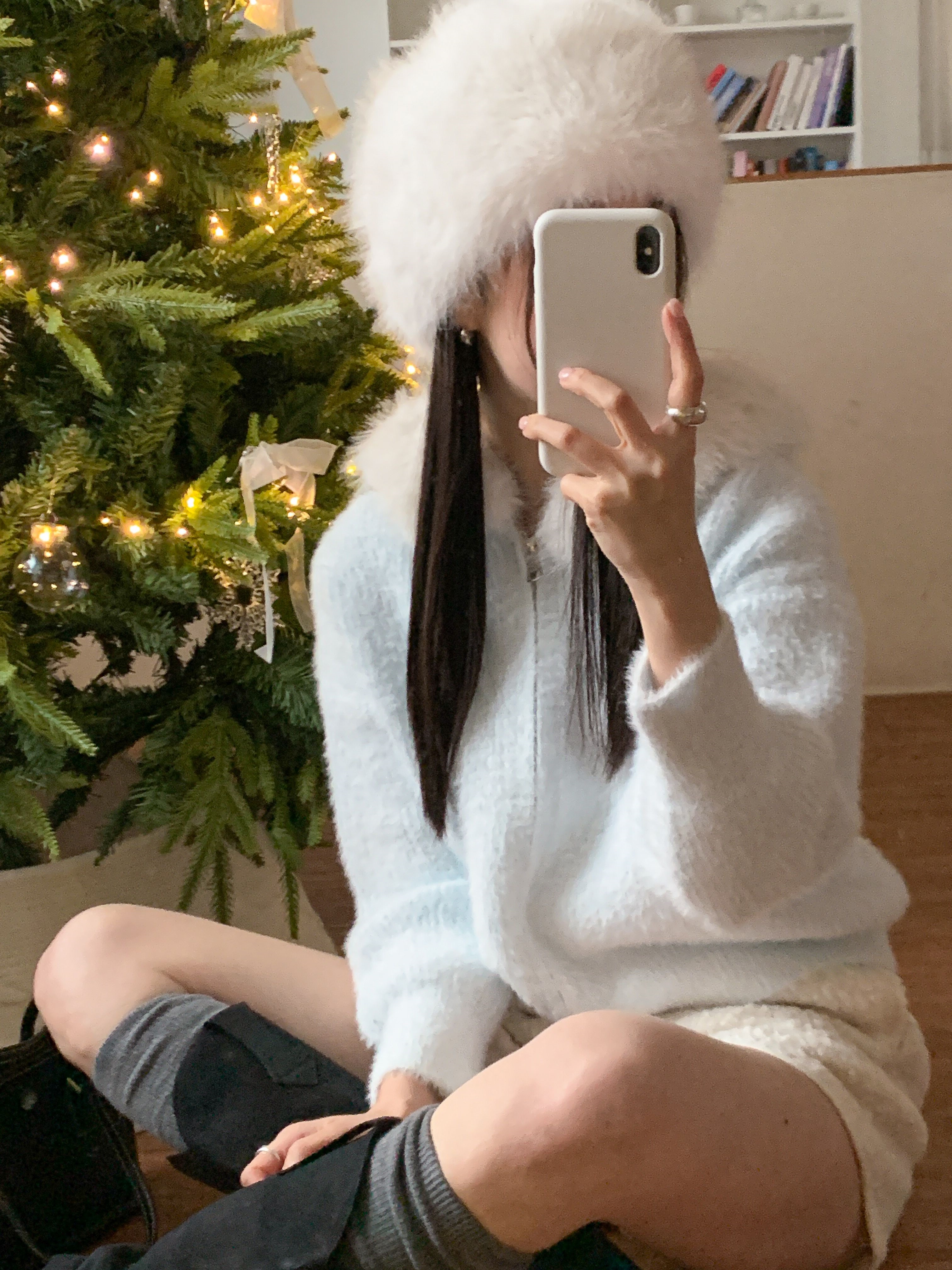 エコファーナイロンフードダブルジップルーズ長袖カーディガン | 詳細画像19