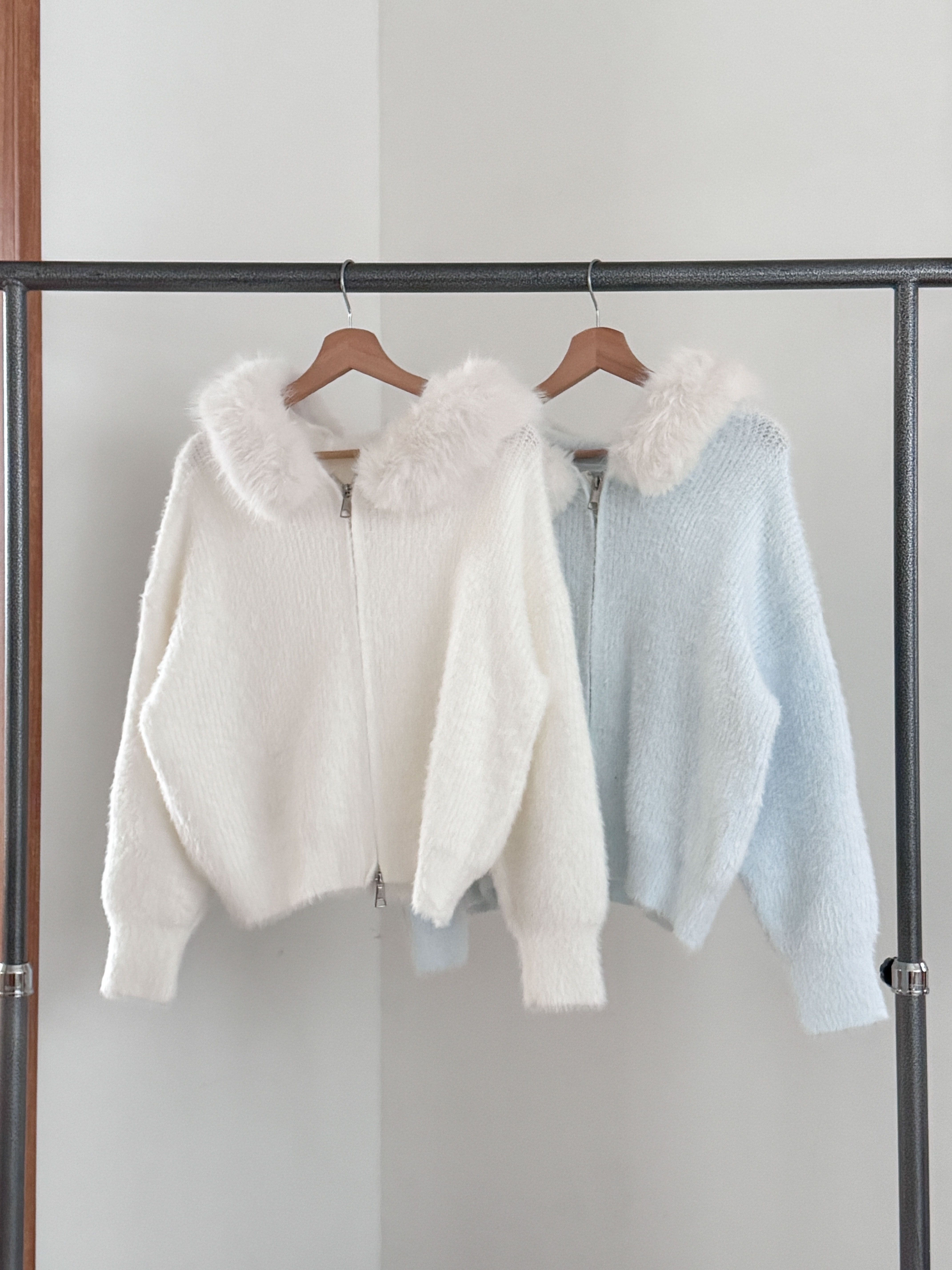 エコファーナイロンフードダブルジップルーズ長袖カーディガン | 詳細画像21