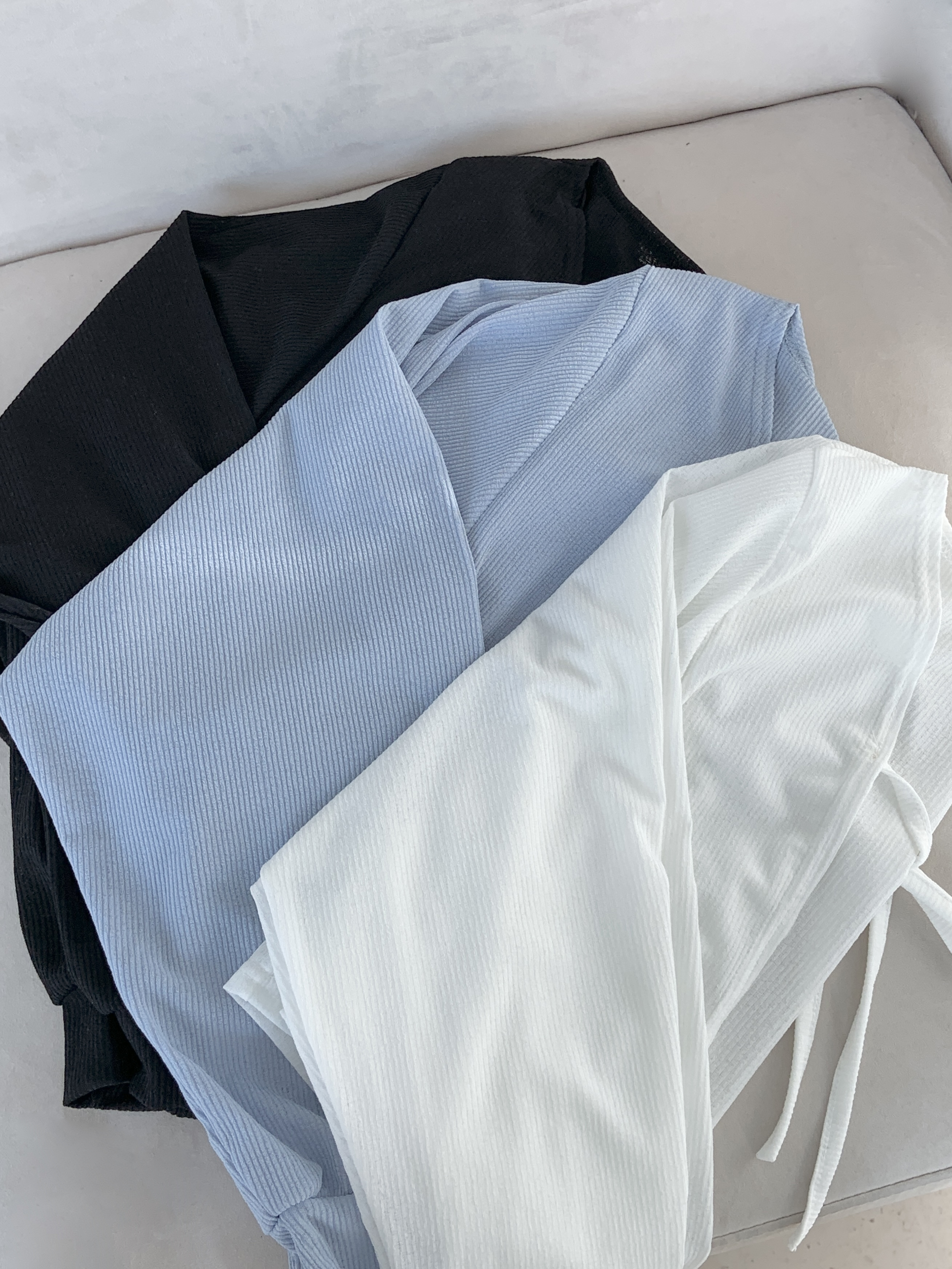 シースルーリボンクロップドルーズ長袖無地カーディガン | 詳細画像21