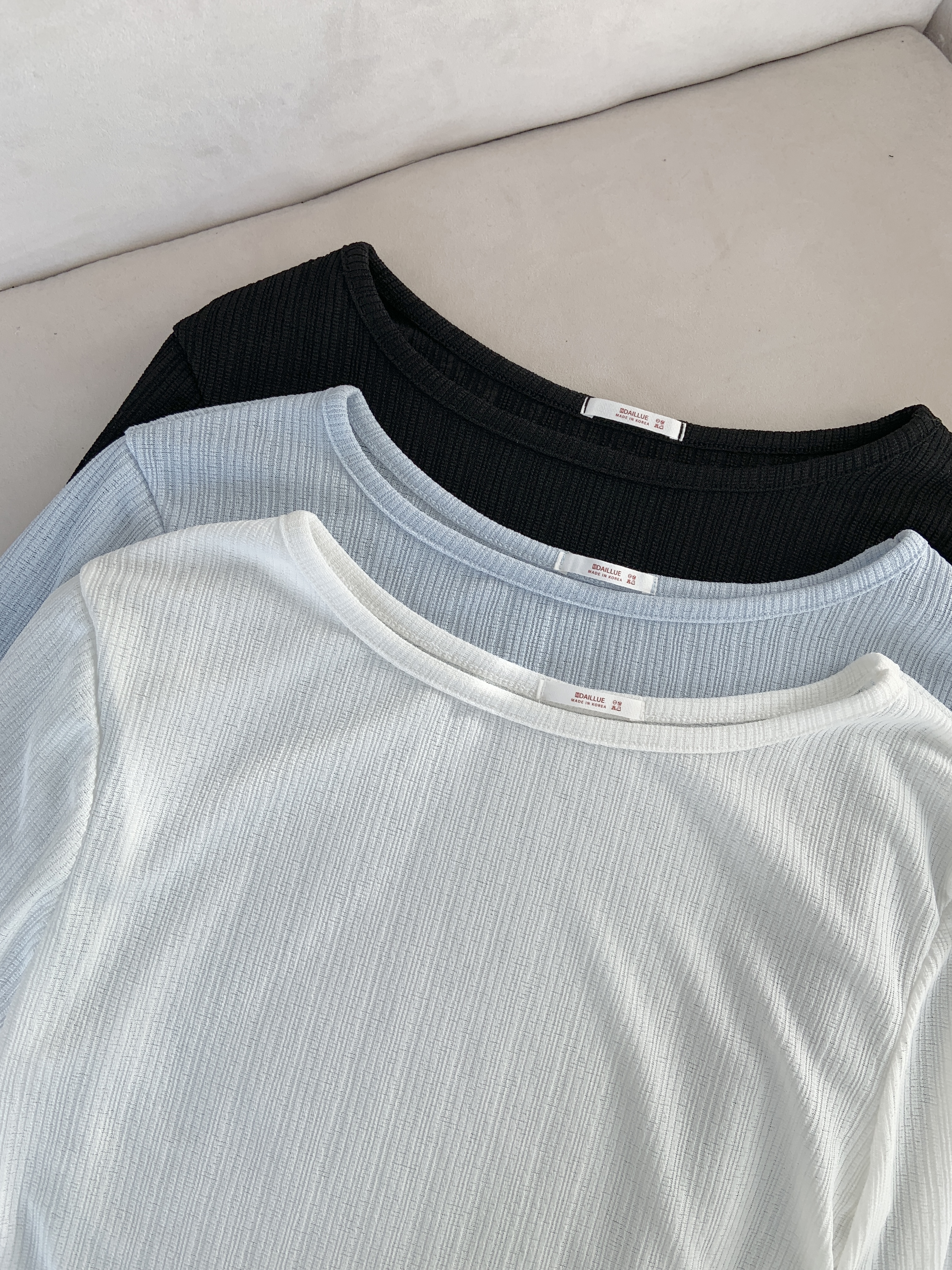 ラウンドネックUネックスリットルーズアンバランス長袖ダイアゴナルTシャツ | 詳細画像21