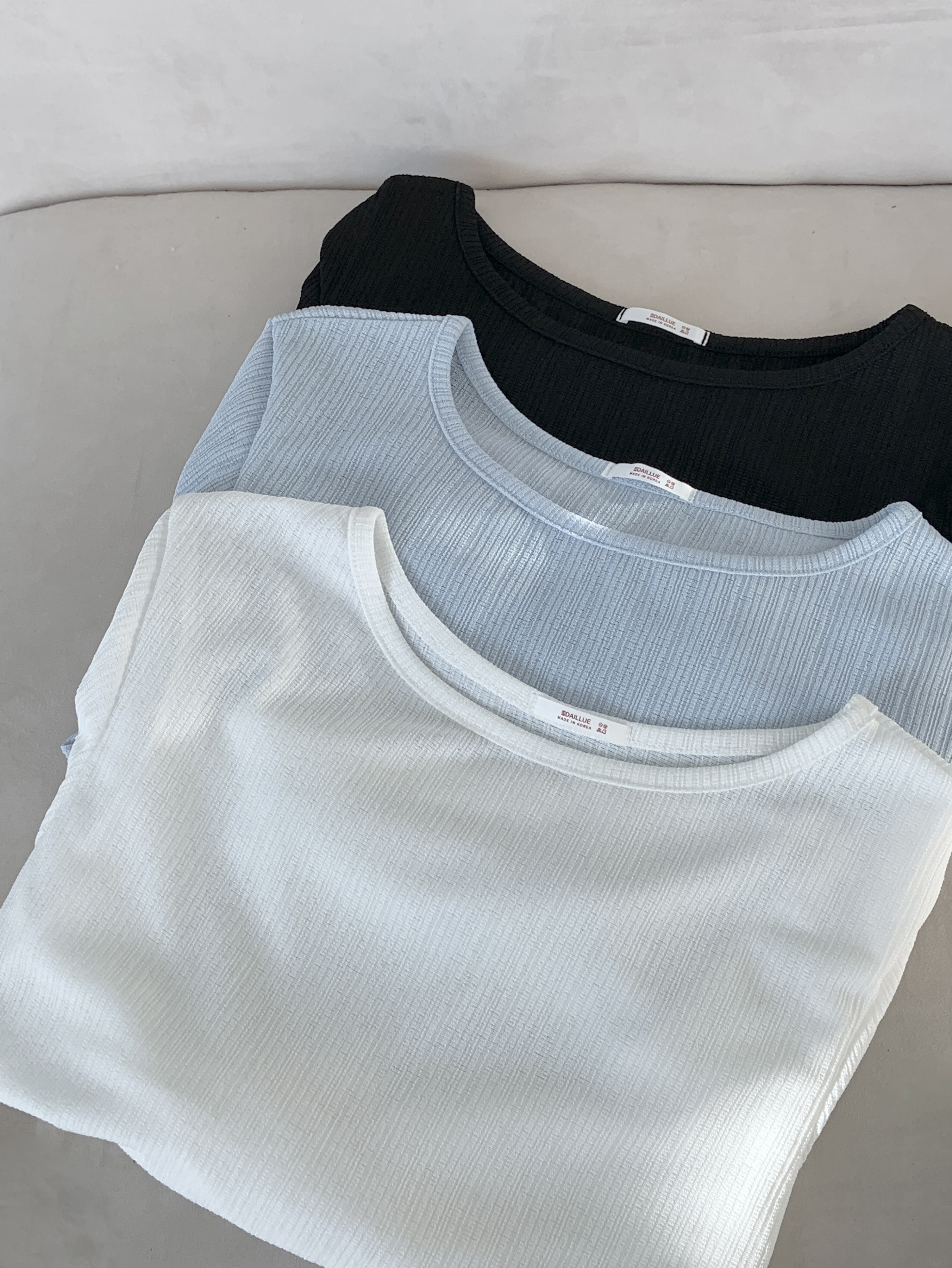 ラウンドネックUネックスリットルーズアンバランス長袖ダイアゴナルTシャツ | 詳細画像19