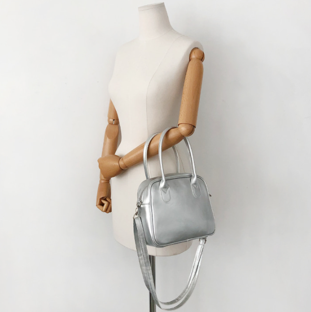 レザー調ジップアップストラップショルダーバッグハンドバッグストラップセット(バックルあり) | 詳細画像2