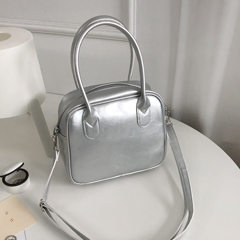 レザー調ジップアップストラップショルダーバッグハンドバッグストラップセット(バックルあり) | 詳細画像9