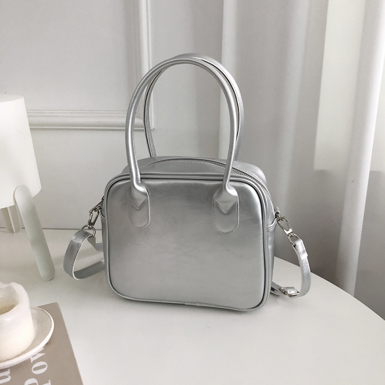 レザー調ジップアップストラップショルダーバッグハンドバッグストラップセット(バックルあり) | 詳細画像12