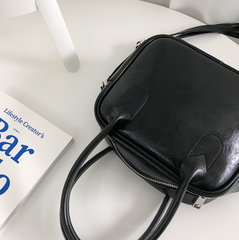 レザー調ジップアップストラップショルダーバッグハンドバッグストラップセット(バックルあり) | 詳細画像14