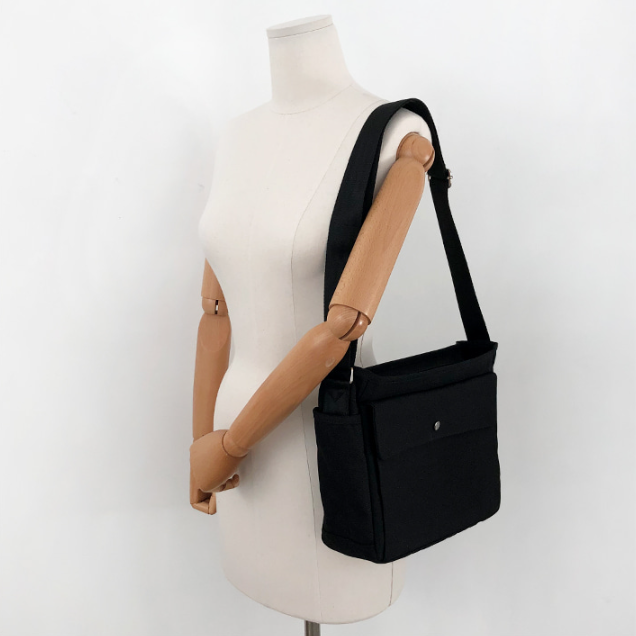 キャンバスジップアップバックルスナップボタンベルクロショルダーバッグ | 詳細画像7