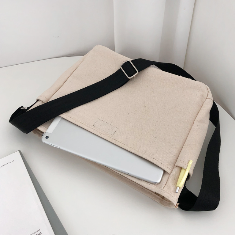 キャンバスジップアップバックルスナップボタンベルクロショルダーバッグ | 詳細画像18