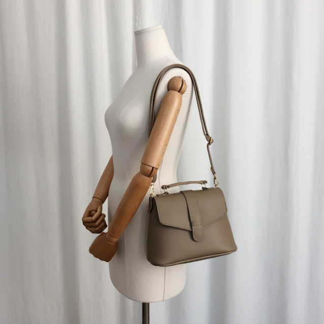 レザー調ジップアップDリングマグネットボタンショルダーバッグハンドバッグストラップセット(バックルあり) | 詳細画像2