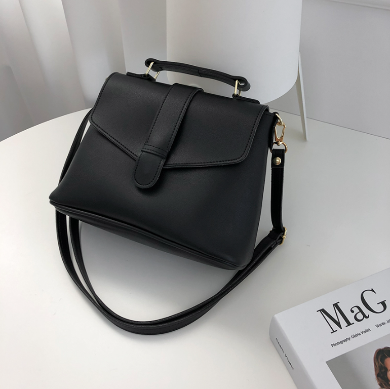 レザー調ジップアップDリングマグネットボタンショルダーバッグハンドバッグストラップセット(バックルあり) | 詳細画像9