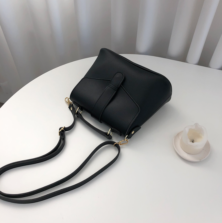 レザー調ジップアップDリングマグネットボタンショルダーバッグハンドバッグストラップセット(バックルあり) | 詳細画像10