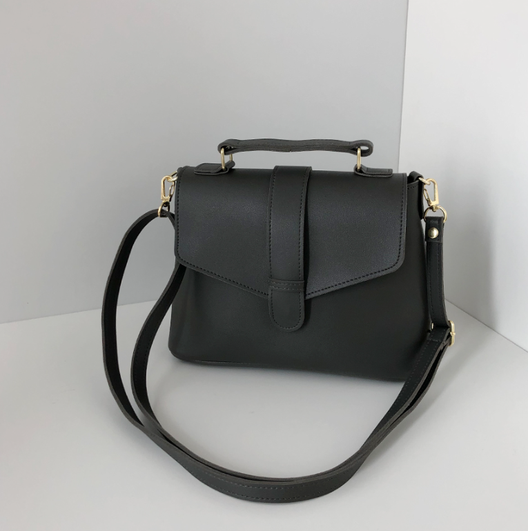 レザー調ジップアップDリングマグネットボタンショルダーバッグハンドバッグストラップセット(バックルあり) | 詳細画像12