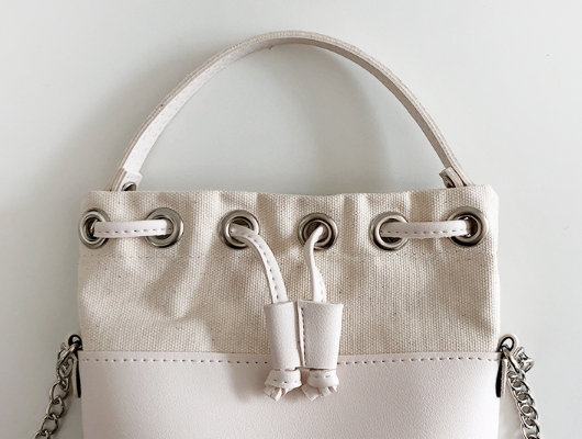 レザー調コンビドローストリングチェーンハンドバッグストラップ付 | 詳細画像27