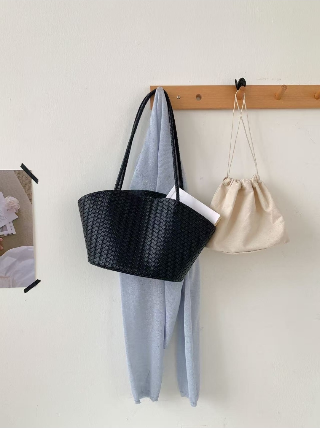 ドローストリングレイヤード風マグネットボタントートバッグ | 詳細画像17