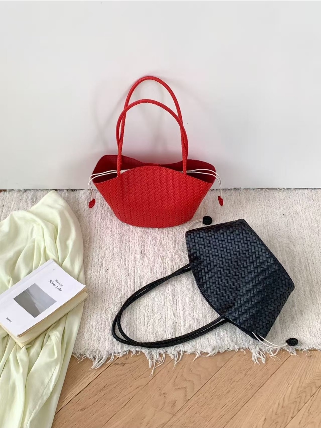 ドローストリングレイヤード風マグネットボタントートバッグ | 詳細画像10