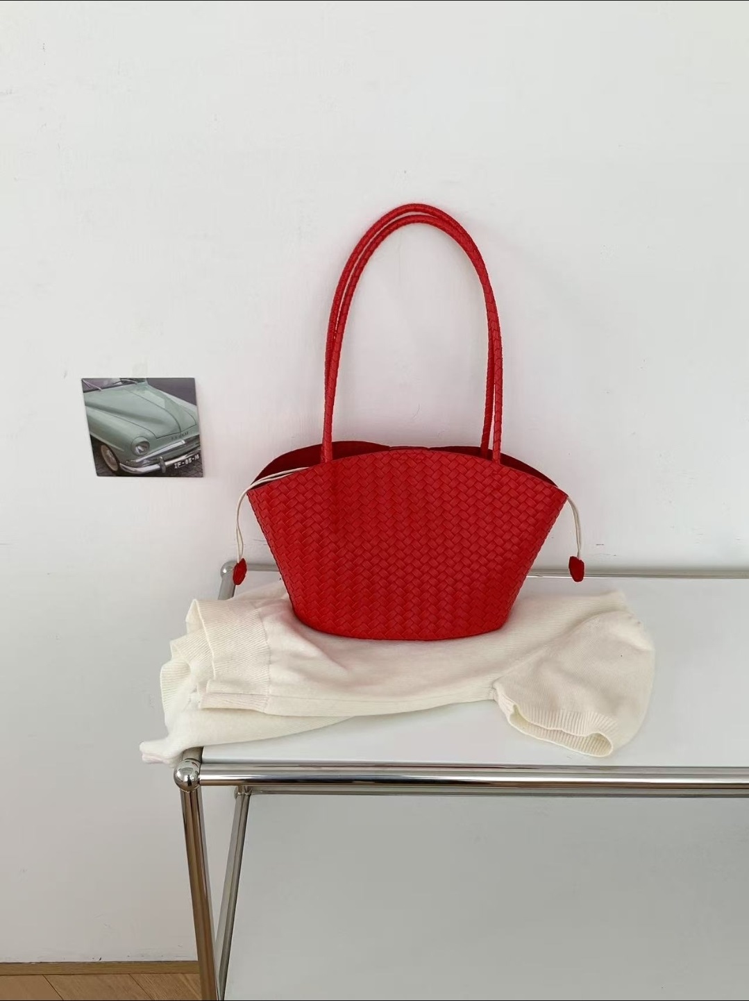 ドローストリングレイヤード風マグネットボタントートバッグ | 詳細画像16