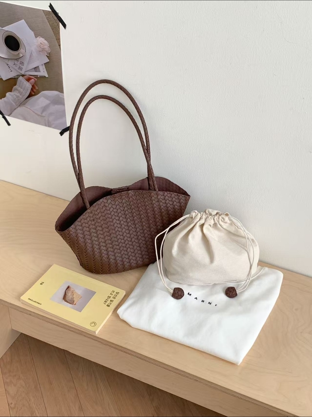 ドローストリングレイヤード風マグネットボタントートバッグ | 詳細画像15