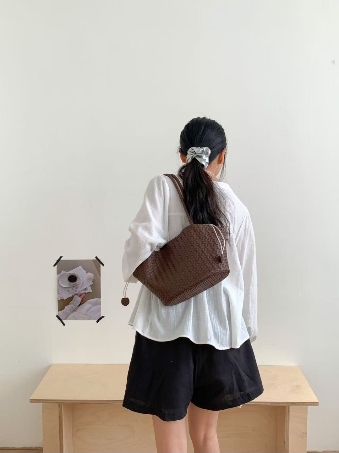 ドローストリングレイヤード風マグネットボタントートバッグ | 詳細画像4