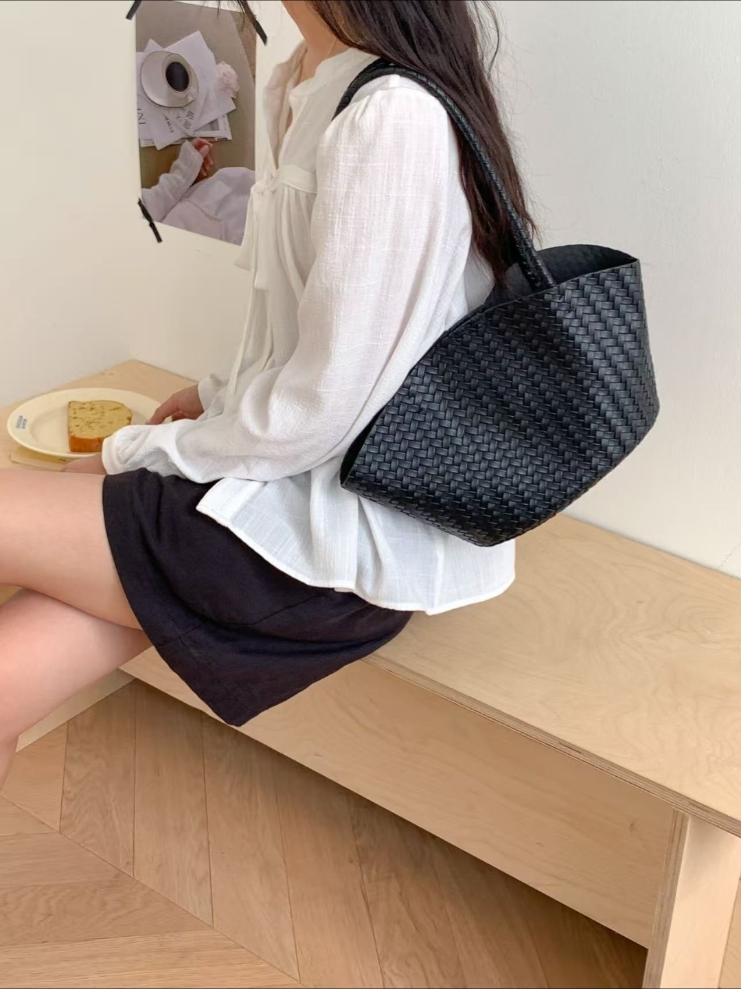 ドローストリングレイヤード風マグネットボタントートバッグ | 詳細画像8