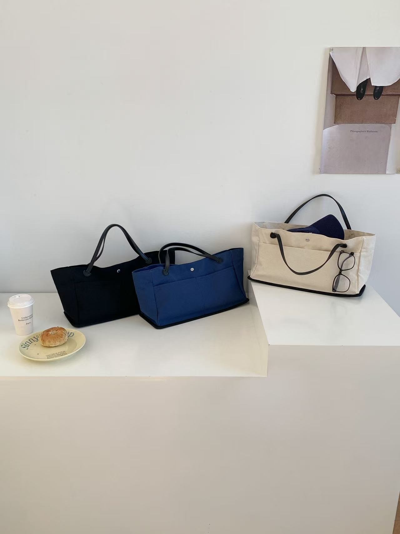 レザー調ビッグマグネットボタンハンドバッグ | 詳細画像10