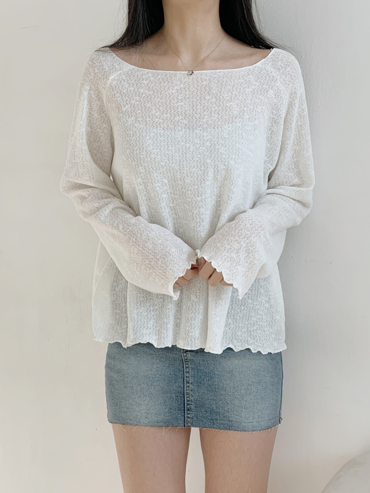 ボートネックメロウラグランルーズ長袖ニット | 詳細画像6