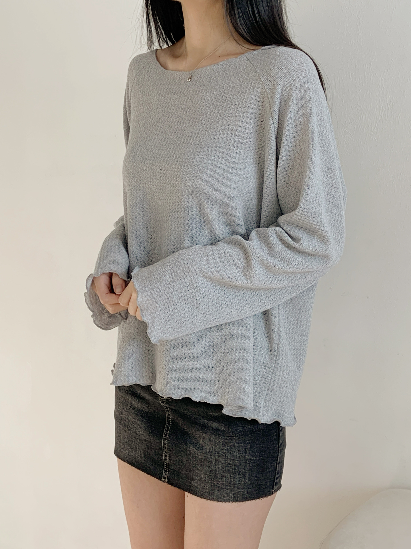 ボートネックメロウラグランルーズ長袖ニット | 詳細画像12