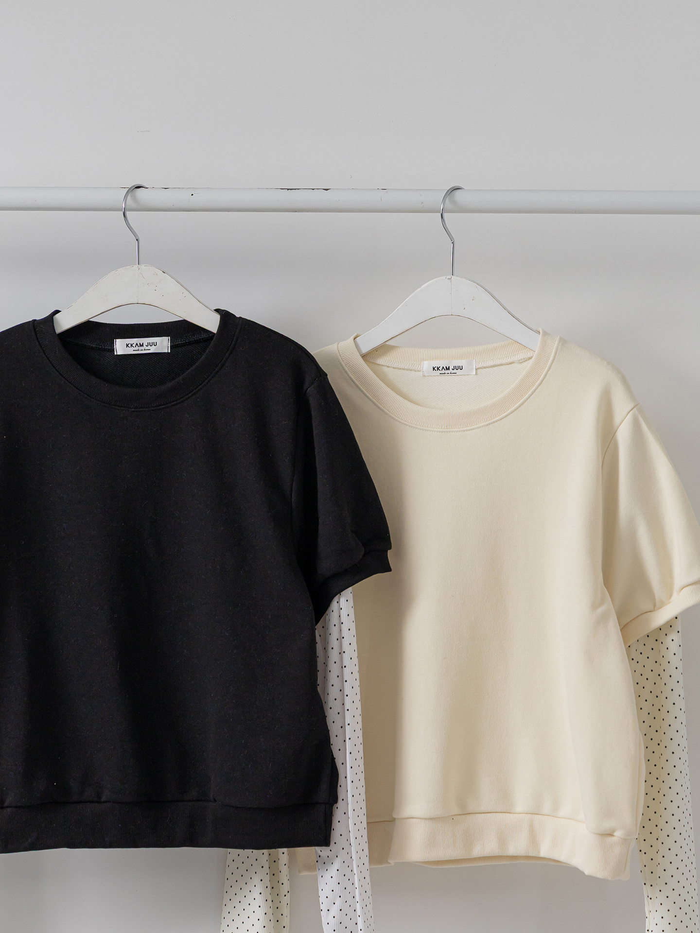 ニットラウンドネックレイヤード風ルーズ長袖ドット配色Tシャツ | 詳細画像18