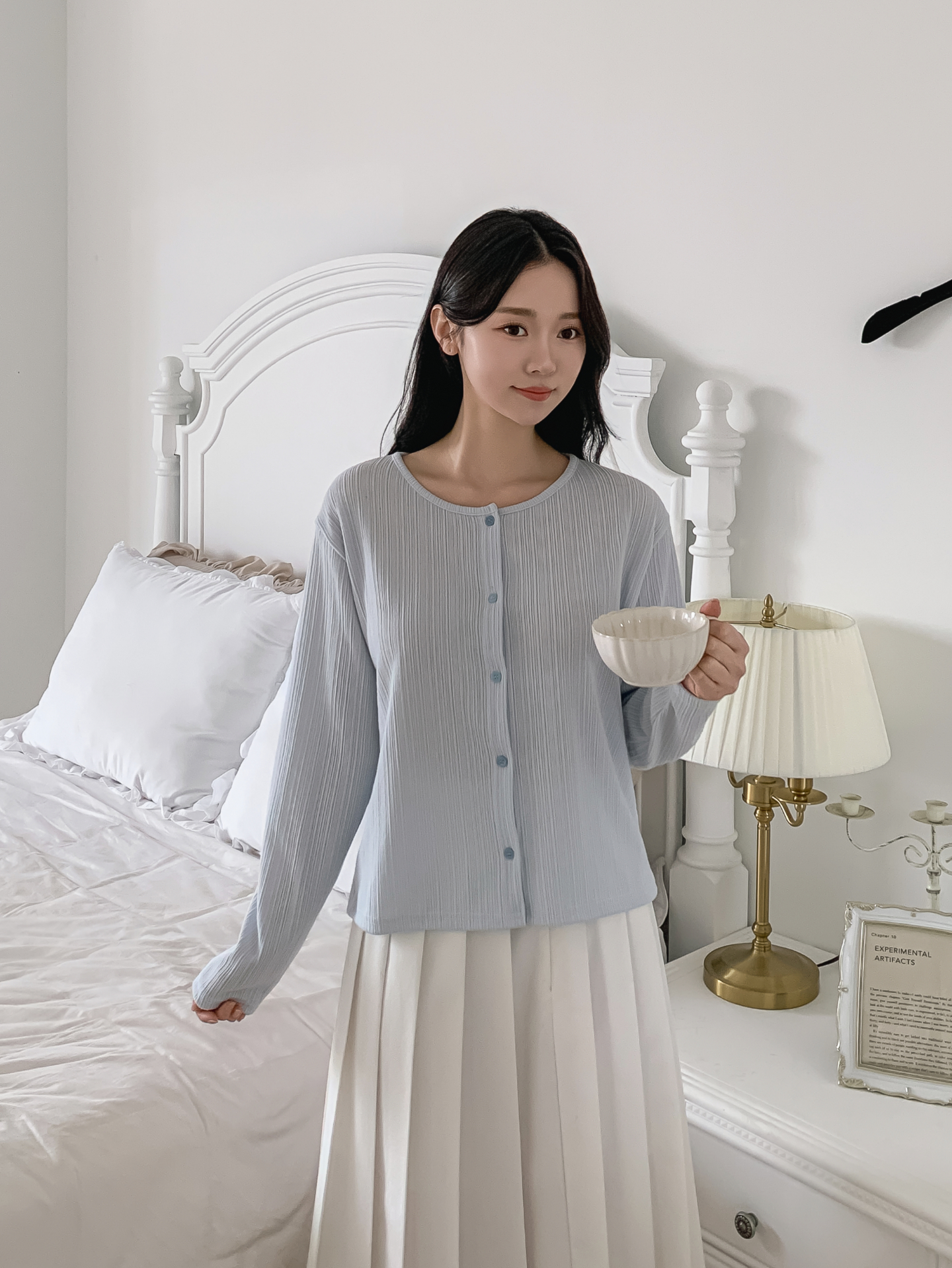 ボタンラウンドネックルーズ長袖カーディガン | 詳細画像2