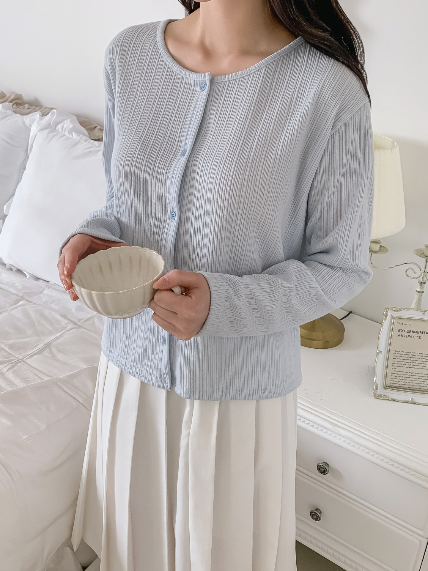 ボタンラウンドネックルーズ長袖カーディガン | 詳細画像3