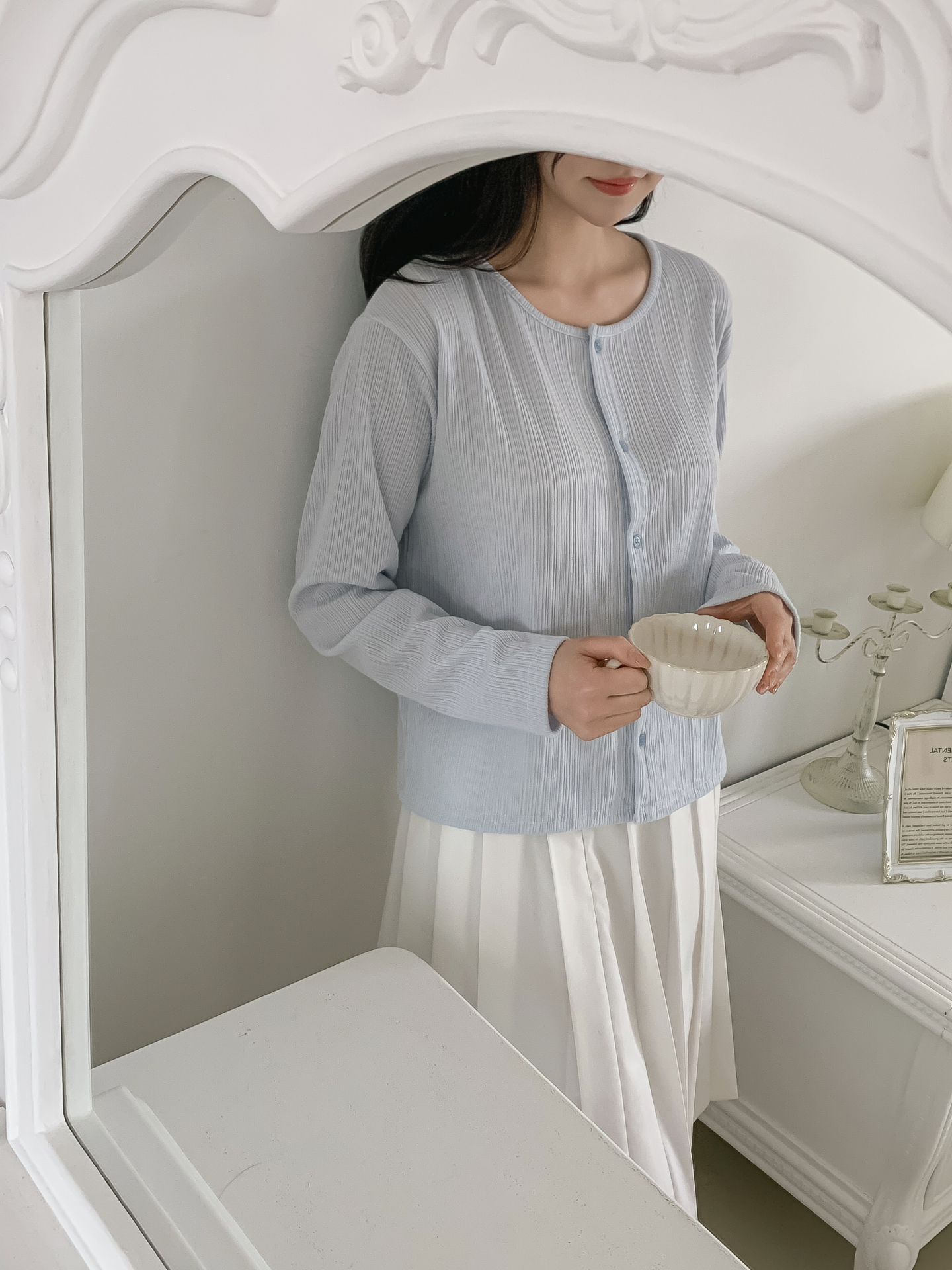 ボタンラウンドネックルーズ長袖カーディガン | 詳細画像6