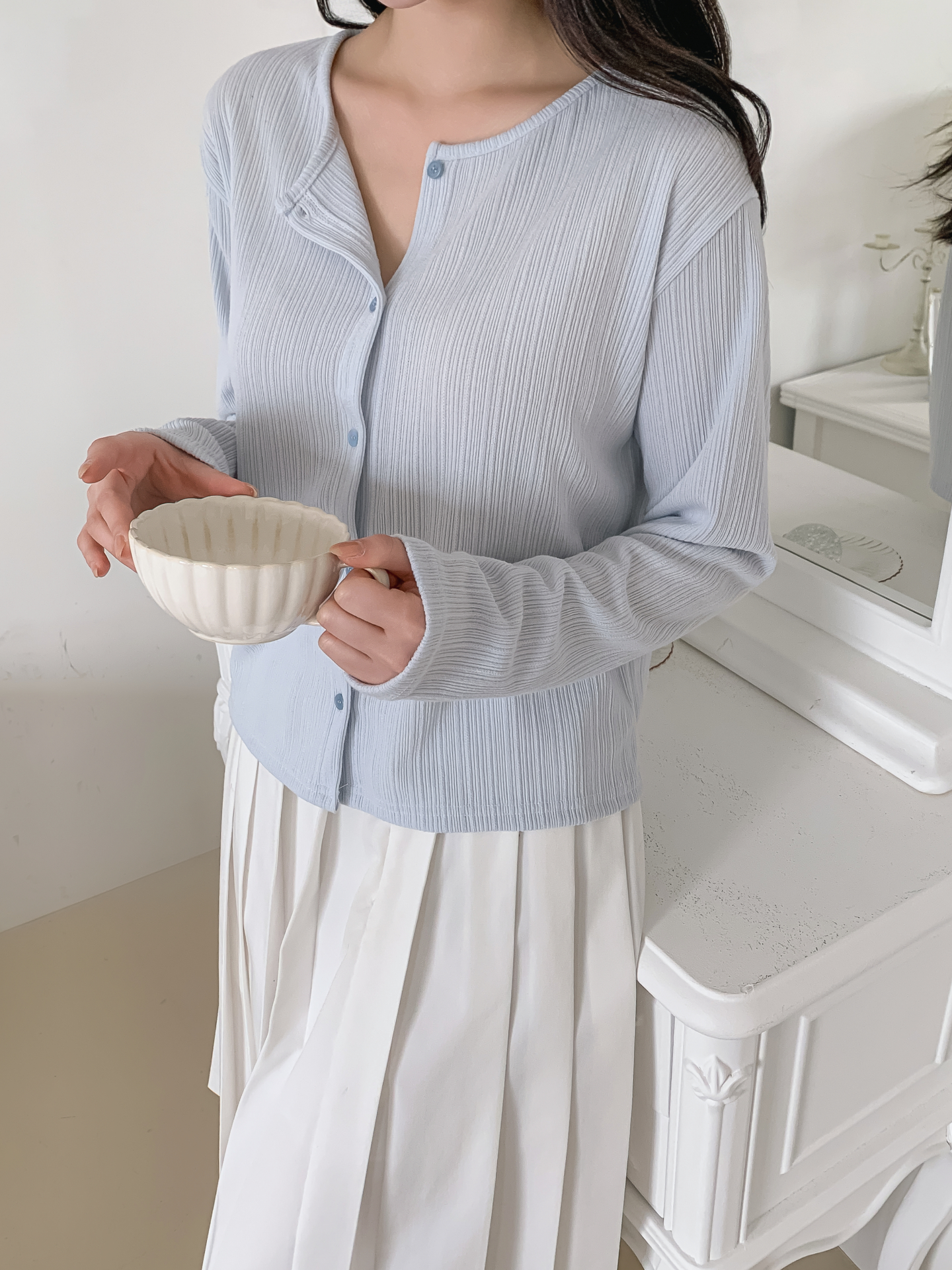 ボタンラウンドネックルーズ長袖カーディガン | 詳細画像12