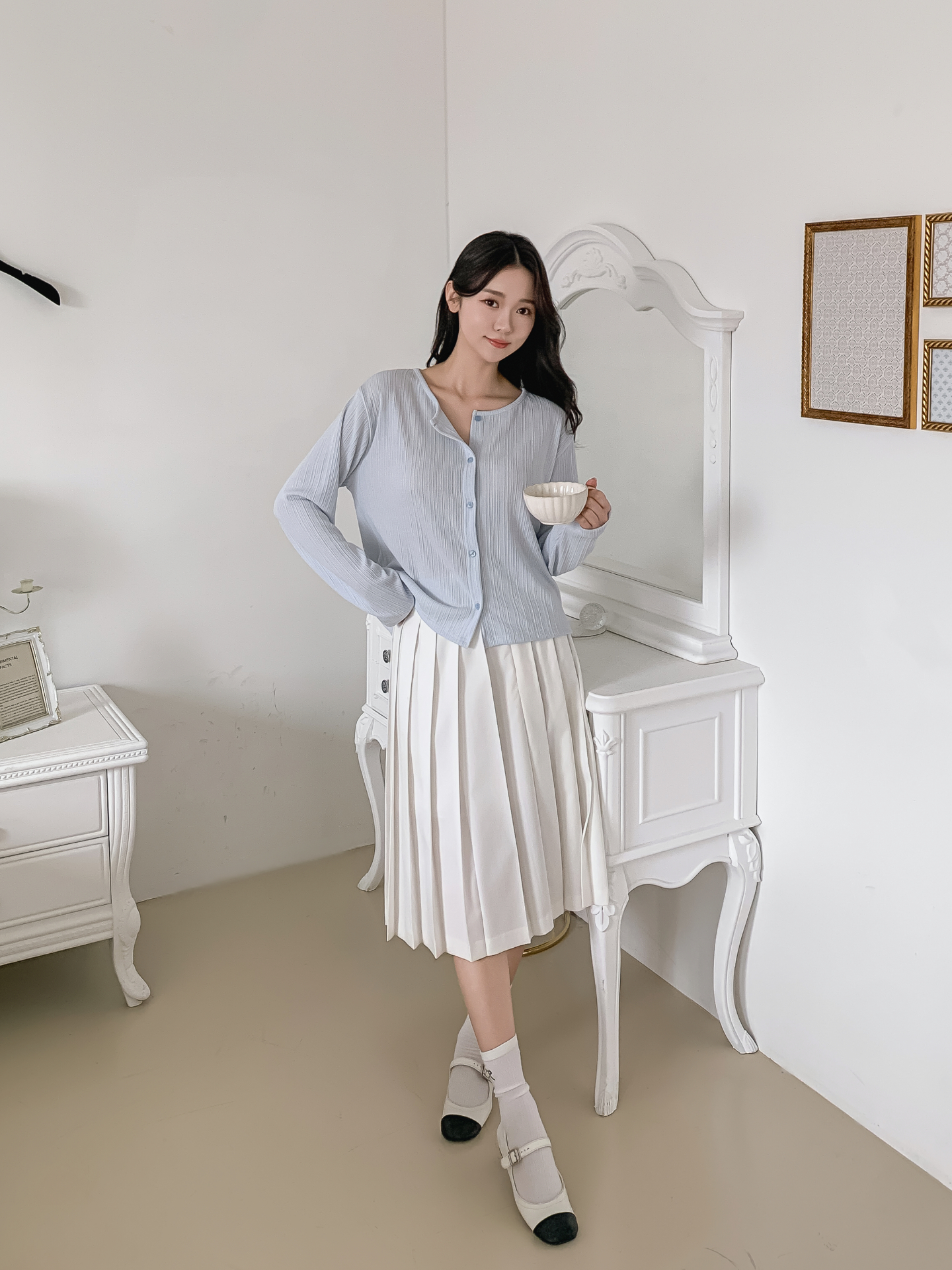 ボタンラウンドネックルーズ長袖カーディガン | 詳細画像13