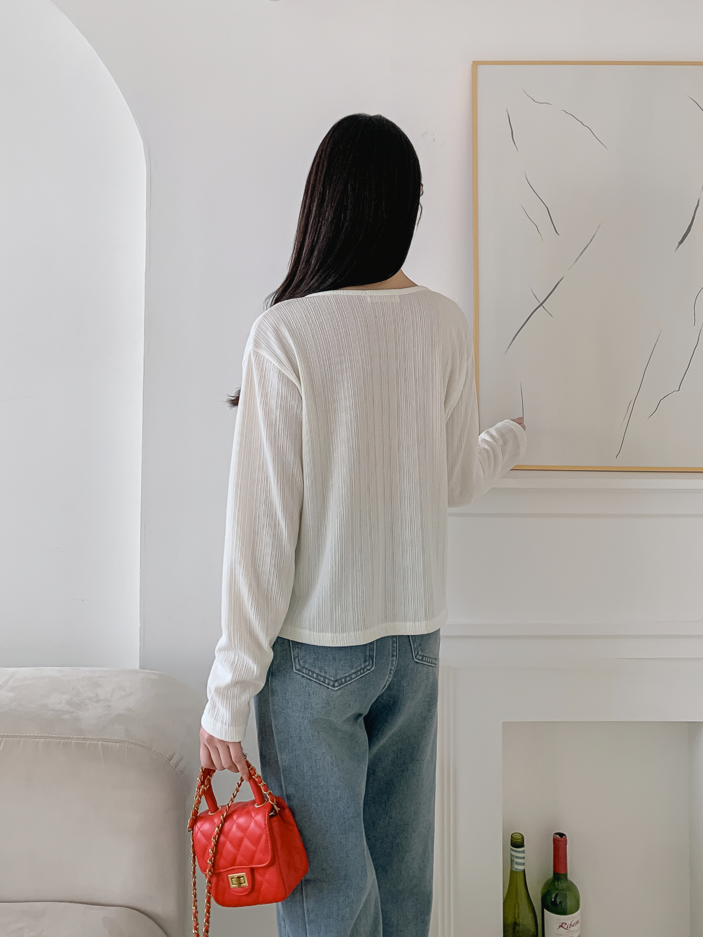 ボタンラウンドネックルーズ長袖カーディガン | 詳細画像21