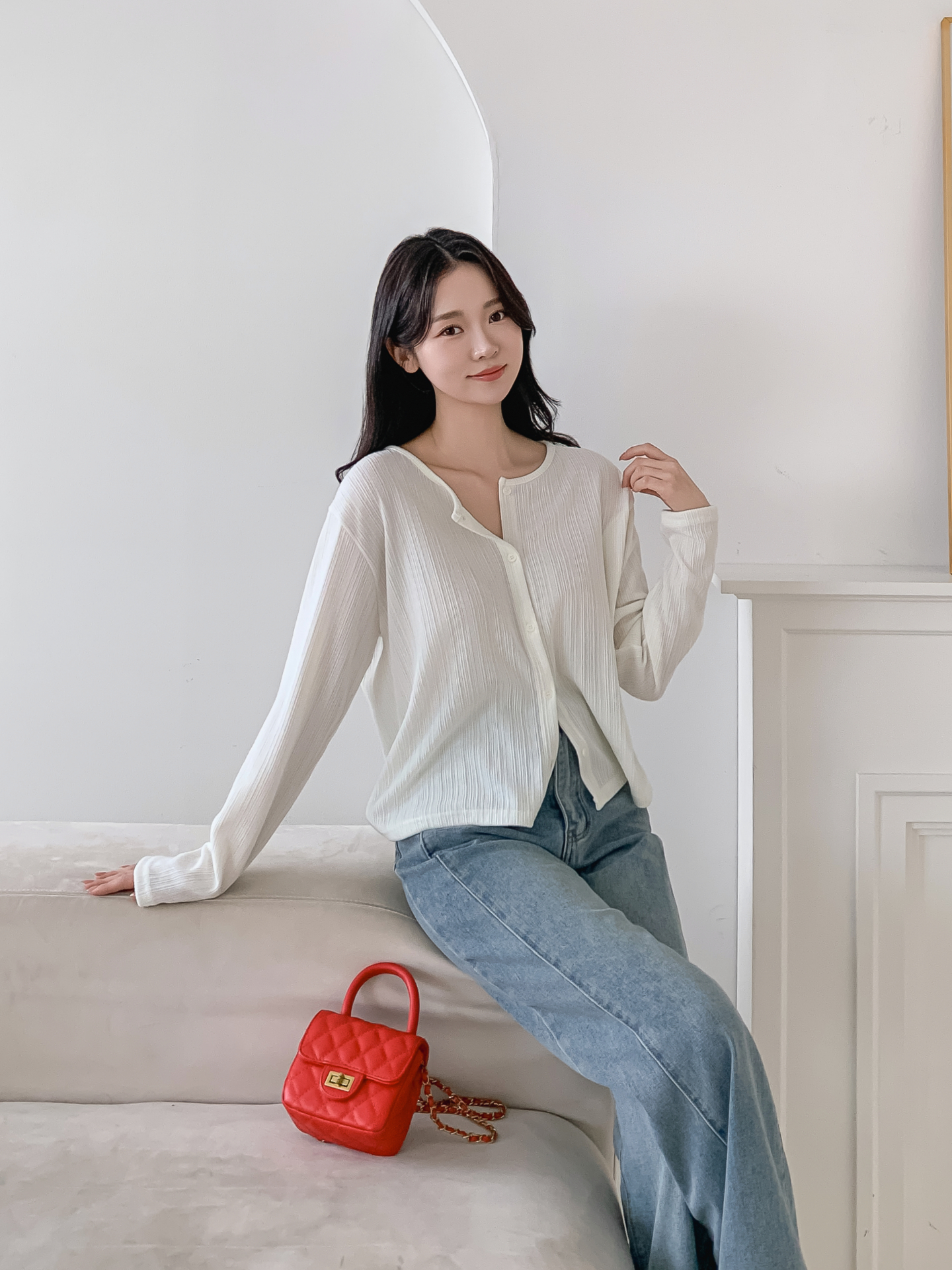 ボタンラウンドネックルーズ長袖カーディガン | 詳細画像24