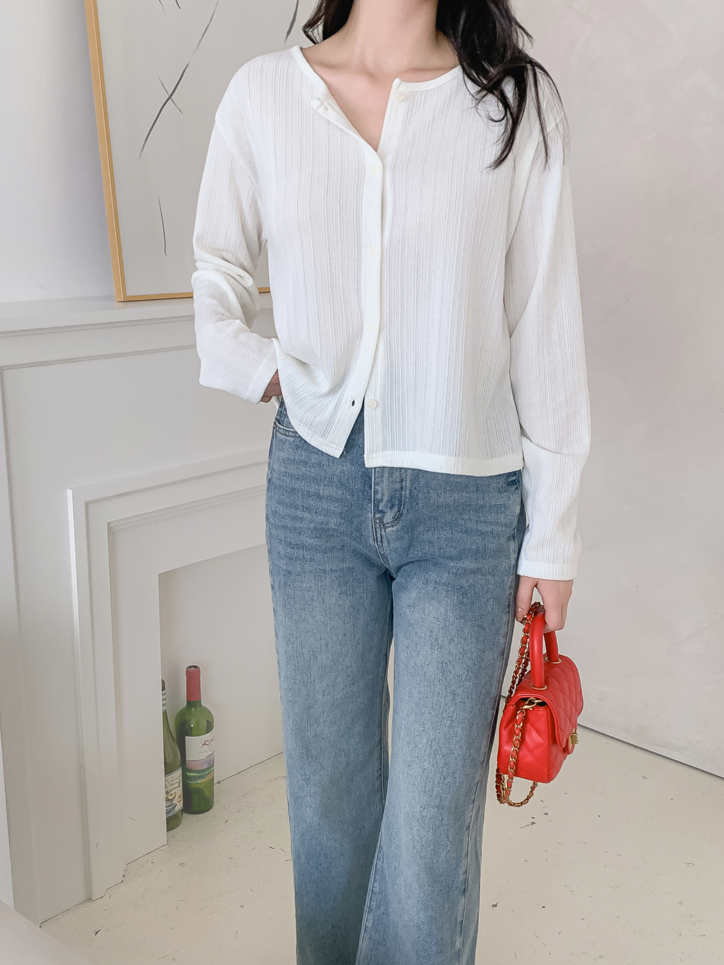 ボタンラウンドネックルーズ長袖カーディガン | 詳細画像25