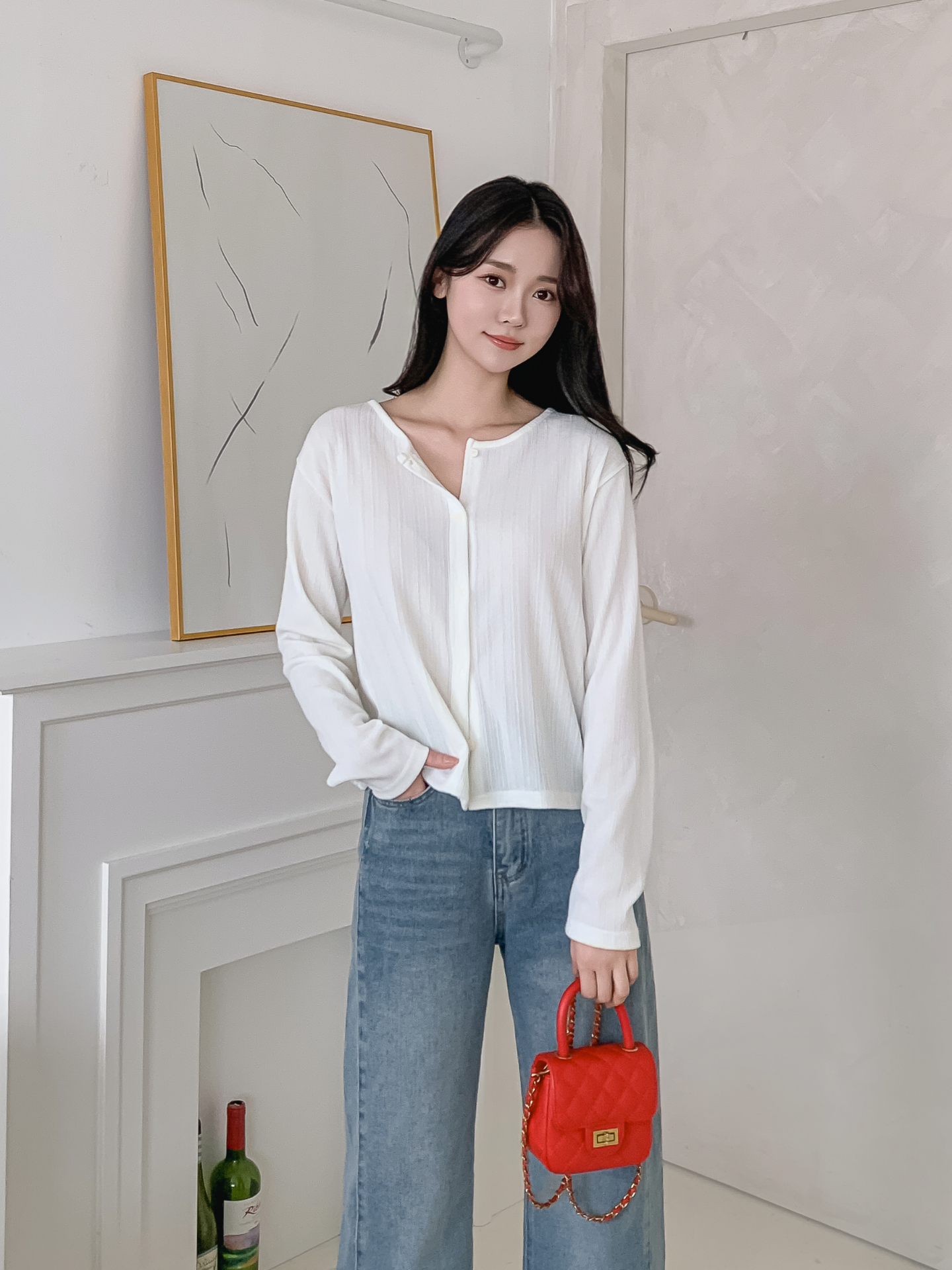 ボタンラウンドネックルーズ長袖カーディガン | 詳細画像26