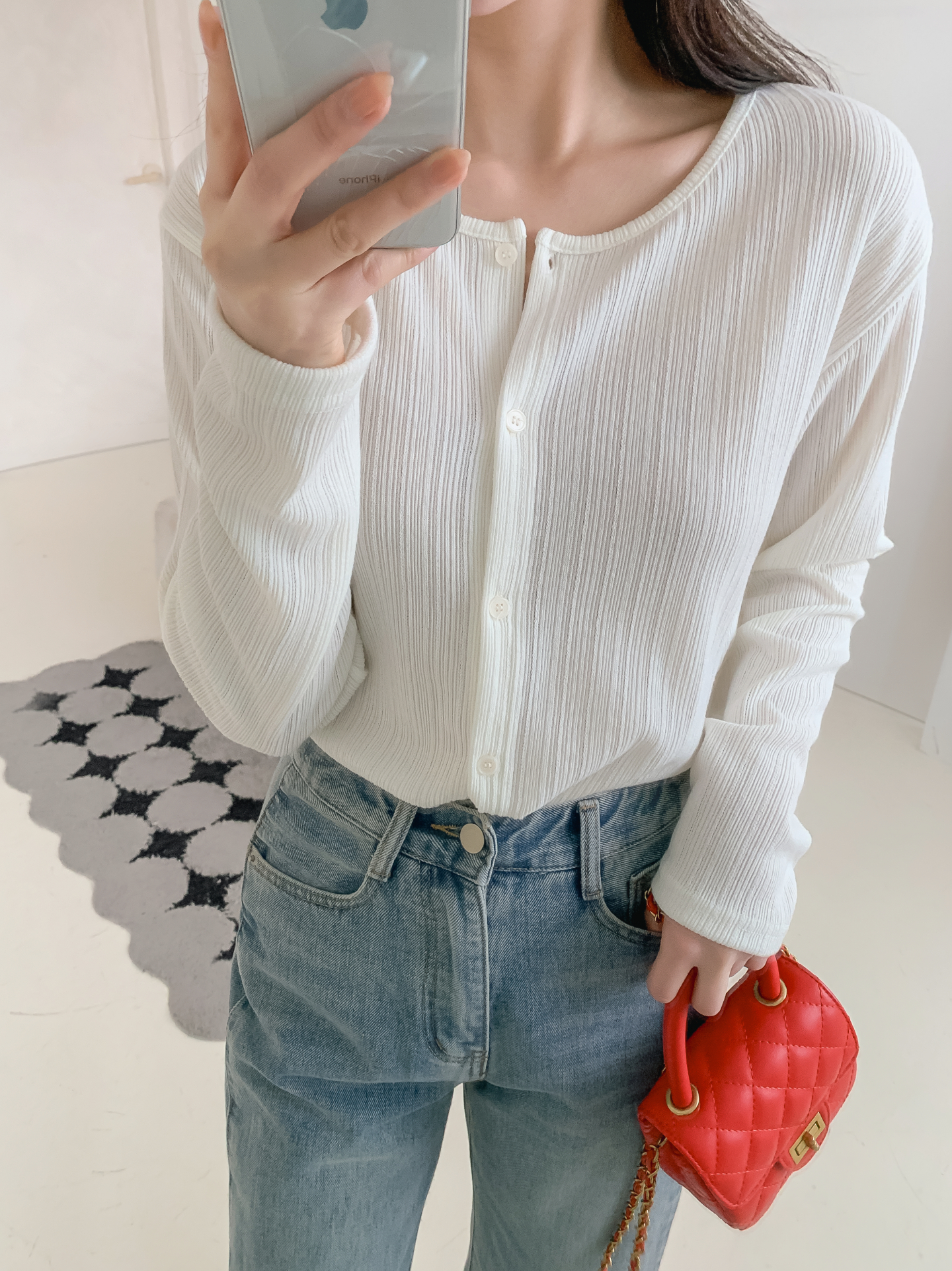 ボタンラウンドネックルーズ長袖カーディガン | 詳細画像30