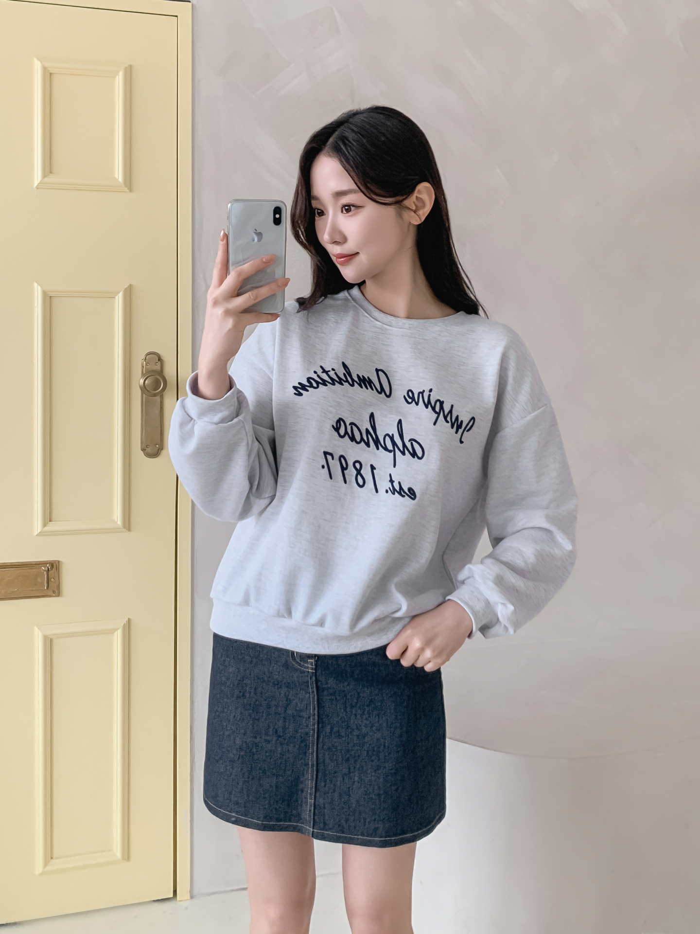 LON TWO SIDE SWEATSHIRT #04 スウェット　新品 ラウンドネックルーズ長袖刺繍スウェット | レディースファッション