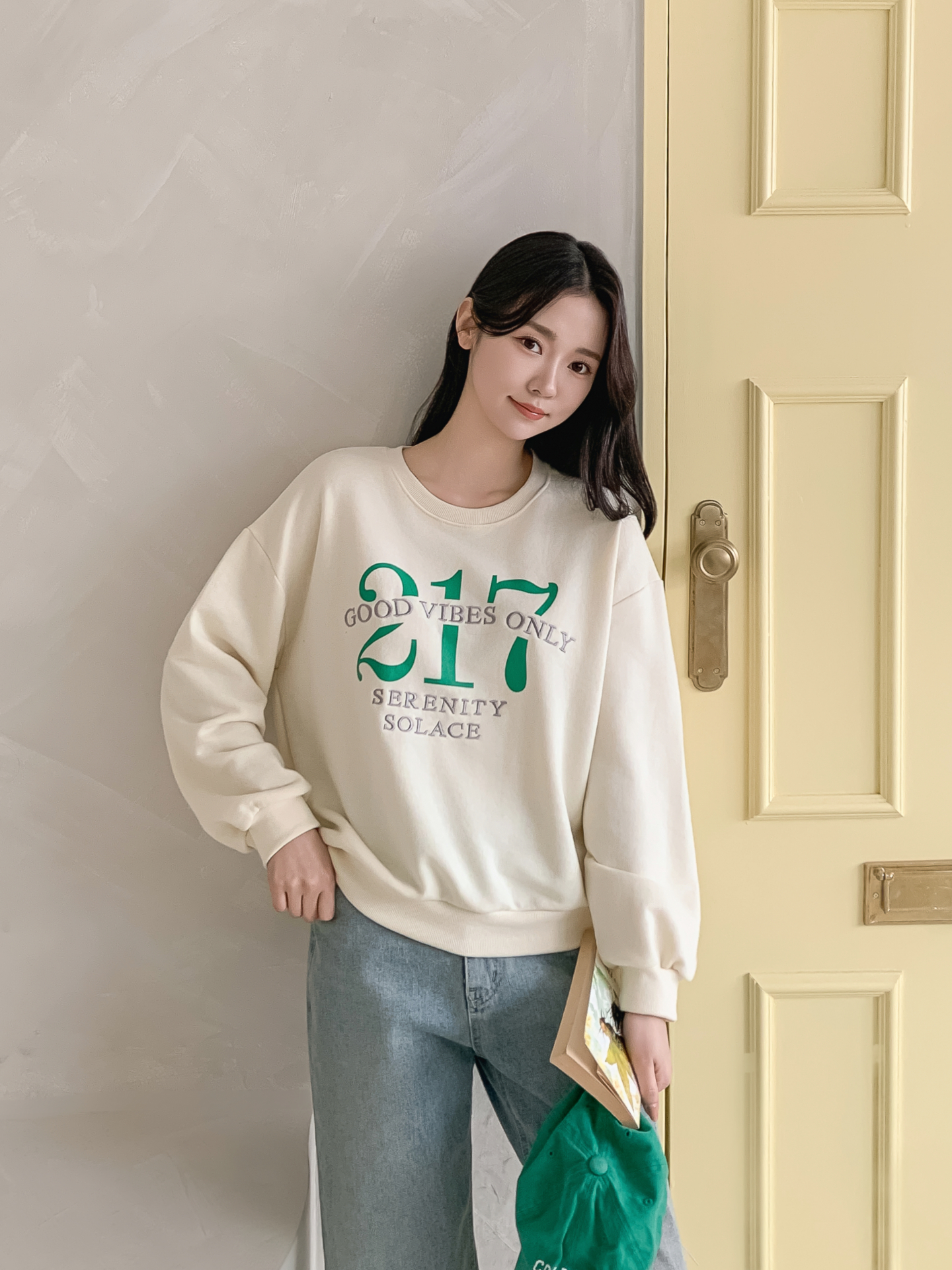 ラウンドネックルーズ長袖刺繍プリントスウェット | 詳細画像8