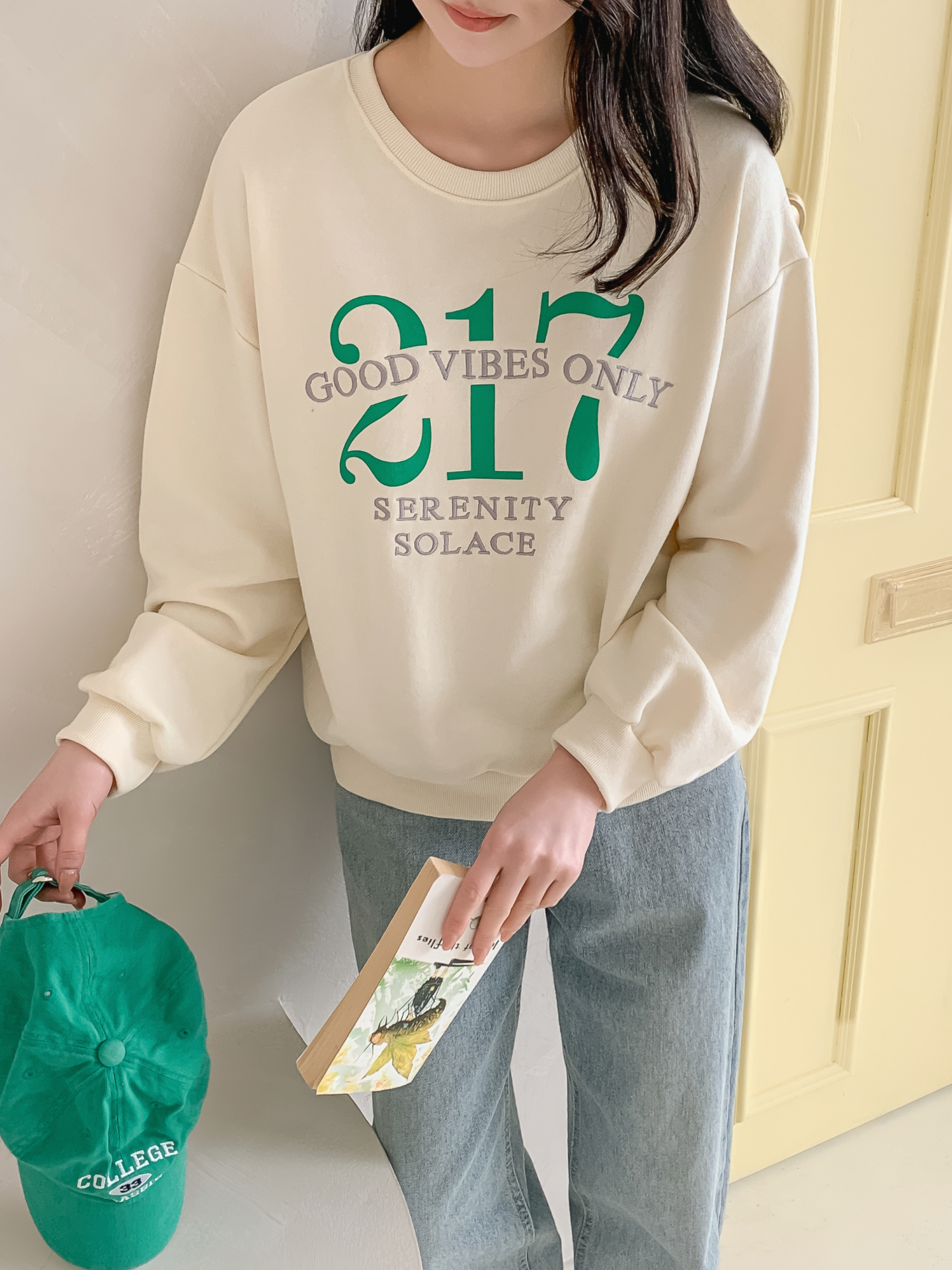 ラウンドネックルーズ長袖刺繍プリントスウェット | 詳細画像9