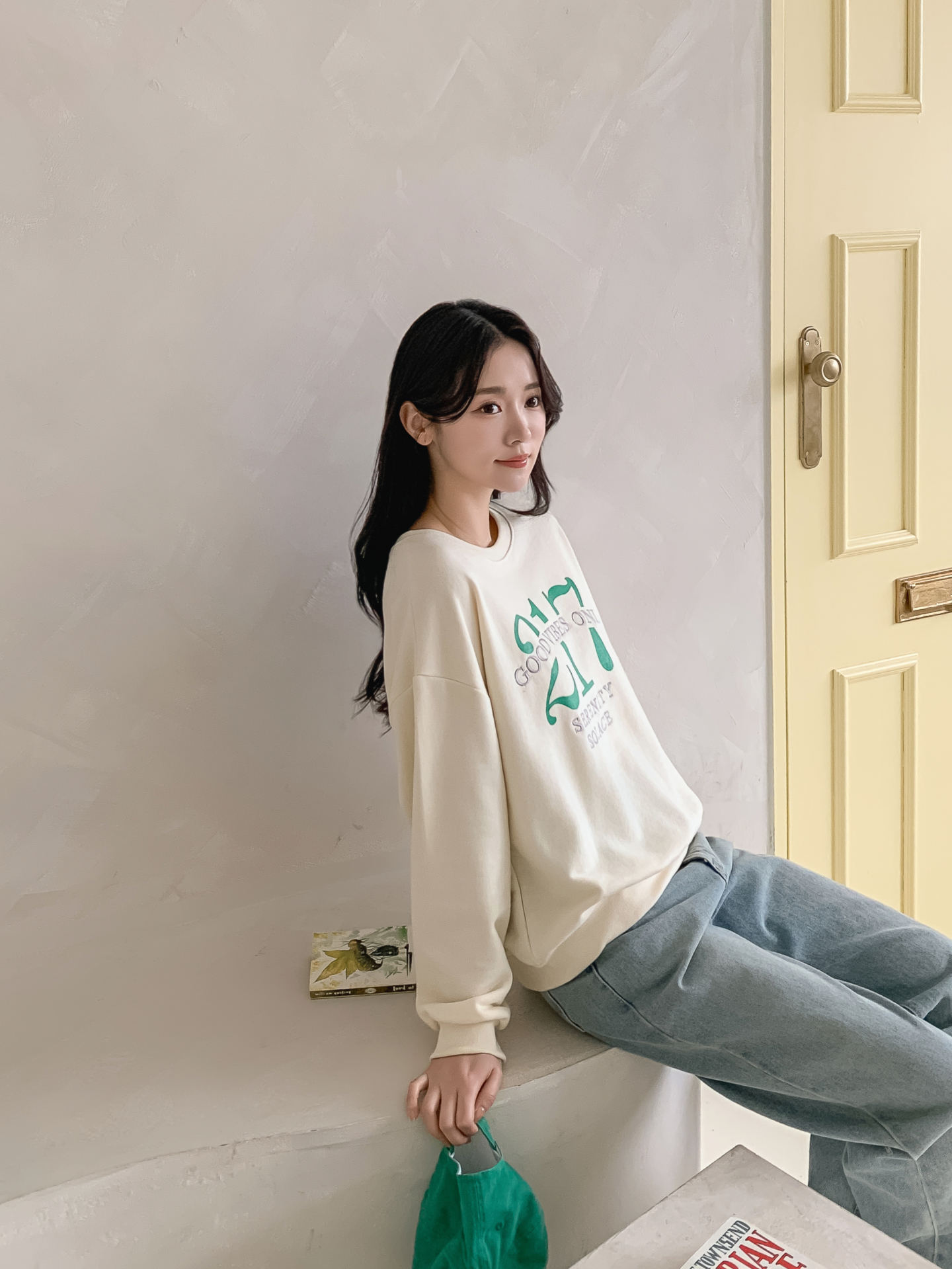 ラウンドネックルーズ長袖刺繍プリントスウェット | 詳細画像11