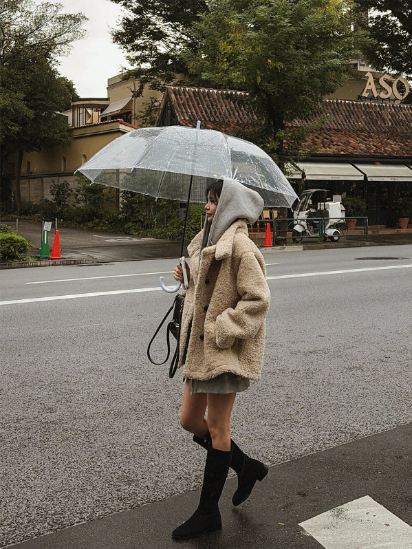 エコファーボタンハイネックポケットオーバーサイズ長袖ハーフコート | 詳細画像6